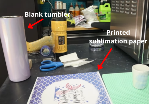 Step 1 sublimation on tumblers